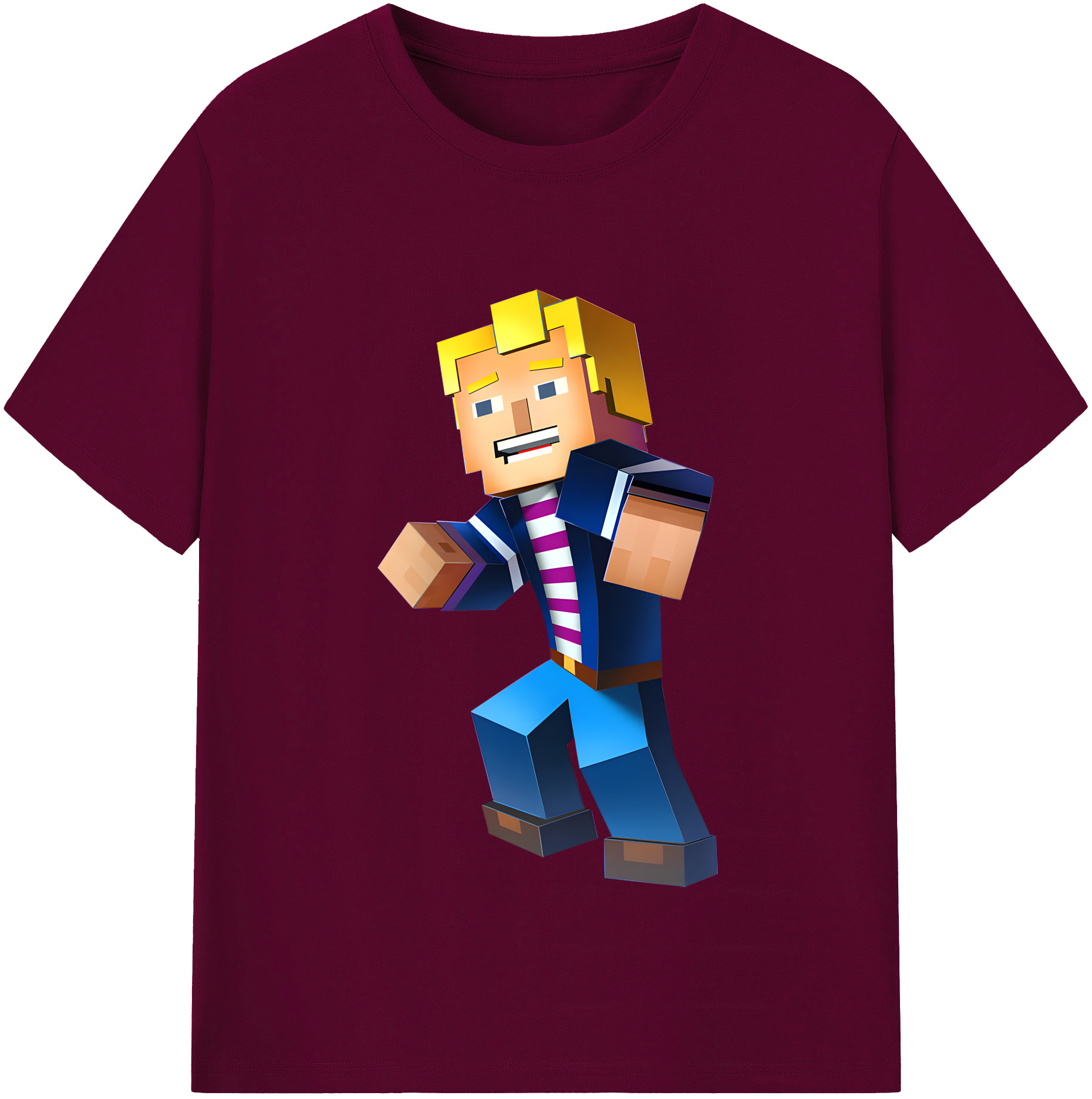 （画像用） マインクラフト ブロックの世界 Minecraft MC Block world レディースカジュアルプリントTシャツ（綿100％）